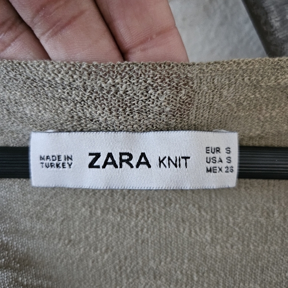 Zara Knit Olive Green women's Lightweight Tie Front Short Sleeve Dress Size S. - Picture 5 of 5